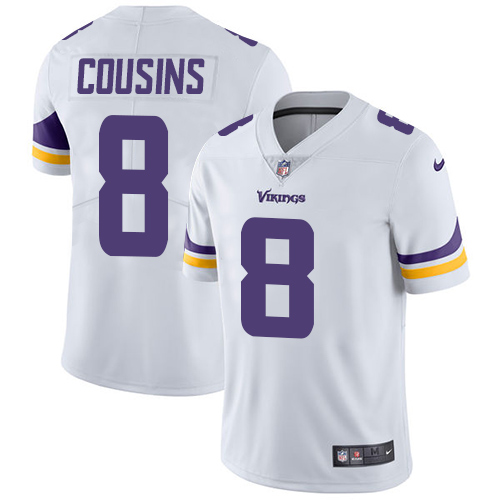 Minnesota Vikings #8 Limited Kirk Cousins White Nike NFL Road Men Jersey Vapor Untouchable->youth nfl jersey->Youth Jersey
